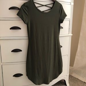 Super soft criss-cross olive dress